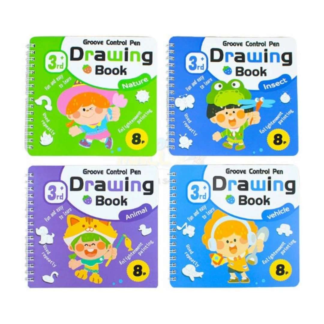 Reusable groove drawing book